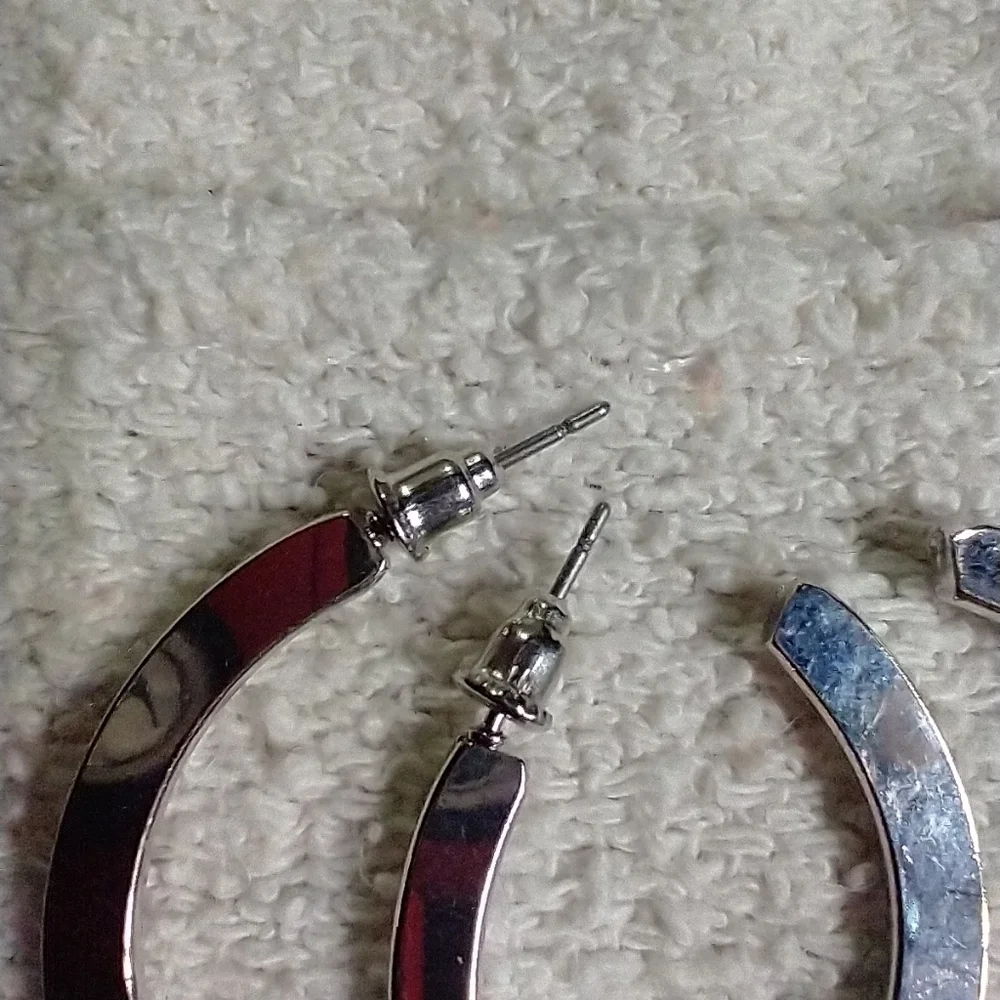 Silvertone hoop earrings